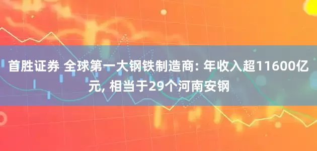 首胜证券 全球第一大钢铁制造商: 年收入超11600亿元, 相当于29个河南安钢